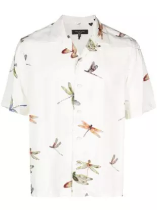 Dragonfly-print Short-sleeve Shirt