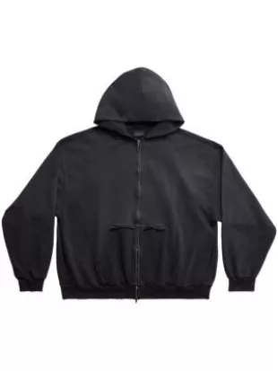 Balenciaga - Black Tape Logo Zip Hoodie