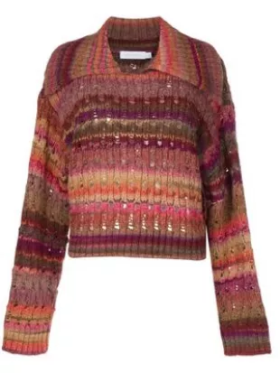 Striped Pointelle-knit Sweater