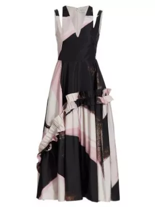 Orla | Coral Dot Brushstroke Midi Dress main image 0