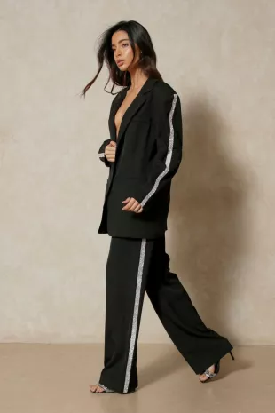 Diamante Side Stripe Detail Trousers