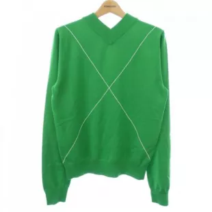 Green & White X Stitched Sweater