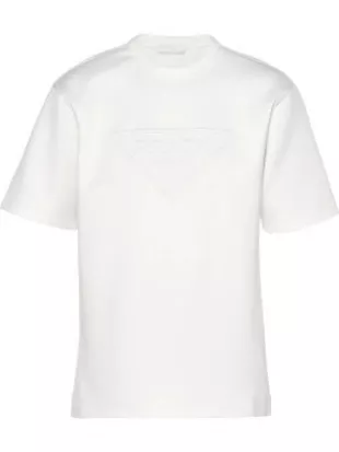 Prada - White Triangle Embossed T Shirt