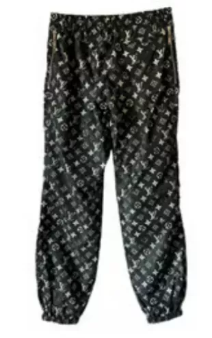 Black Stencil Monogram Trackpants