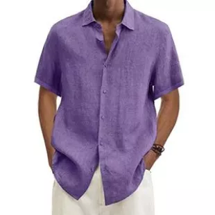 Seganup - Button Down Shirts Short Sleeve Casual In Purple