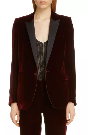 One-Button Velvet Jacket