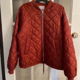 Large Quilted Bomber Jacket With Front Zip Rusty Bronze