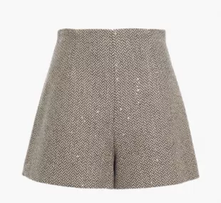 Sequin-Rmbellished Herringbone Woven Shorts