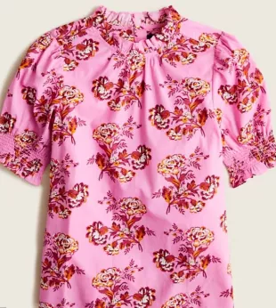 Smocked Puff-sleeve Top in Marigold Bouquets