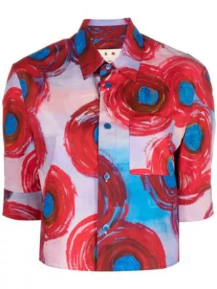 Marni - Abstract-Print Cropped Shirt