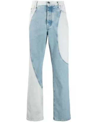 Blue Two Tone Western Jeans