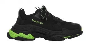 Black & Neon Green Triple S Sneakers