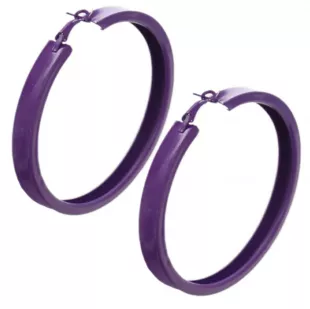 Purple Large Metal Hoop Earrings