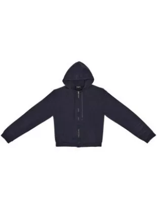 Black Faded Tab Logo Zip Hoodie