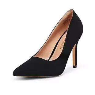 Womens High Heel Pump Shoes, Black Nubuck