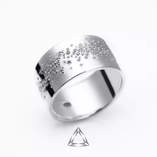 Voie Lactée Large Silver Band Ring Night Sky Ring