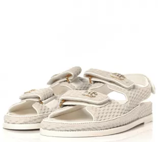 Knit Fabric Velcro Dad Sandals 41 Ivory