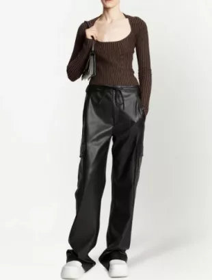 plaited Rib Scoop Neck Jumper