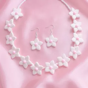 Perfect Day White Flower Necklace & Earrings | doll | daisy | polymer clay
