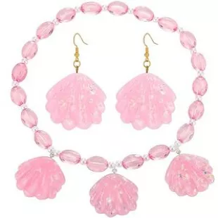Pink Shell Necklace Earring Set for Women and Girls Outfit Accessories Movie Merch Cosplay Clothes for Women (Necklace & Earrings)