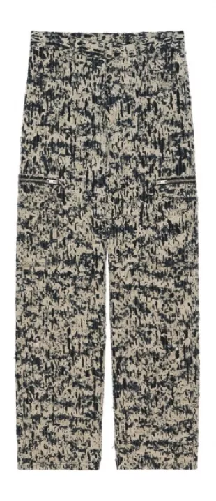 Beige & Black Shredded Cargo Pants