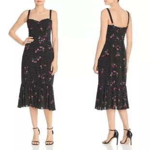 Black Cherry Bustier Midi Dress S NWT
