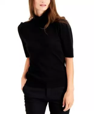 Turtleneck Elbow-Sleeve Sweater