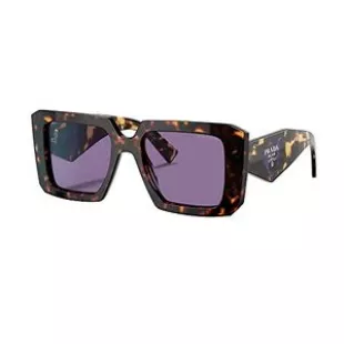 PR 23YSF 2AU05Q Tortoise Plastic Square Sunglasses Violet Mirror Lens