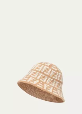 FF Jacquard Cashmere-Blend Bucket Hat