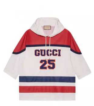 GG-Motif Shot-Sleeved Hoodie