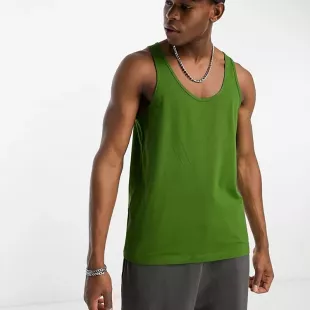 Vest with scoop neck in green