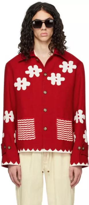 Blouson rouge à appliqués