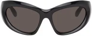 Black Wrap D-Frame Sunglasses