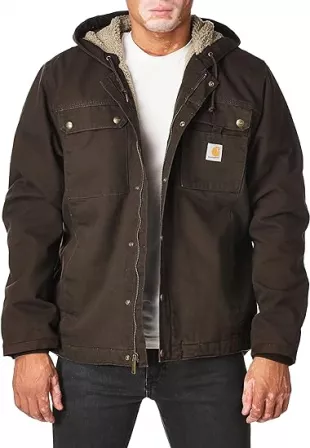 Men's Relaxed Fit Washed Duck Sherpa-Lined Utility Jacket