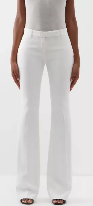 Flared Crepe Tailored Trousers