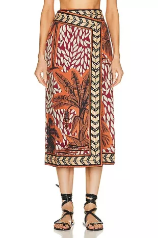 Wild Patch Midi Skirt in Toile Russet Terracotta