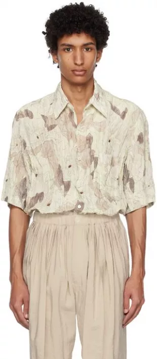 lemaire - Beige Floral Shirt