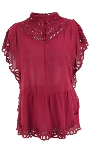 Laser Cut Out Mock Neck Top