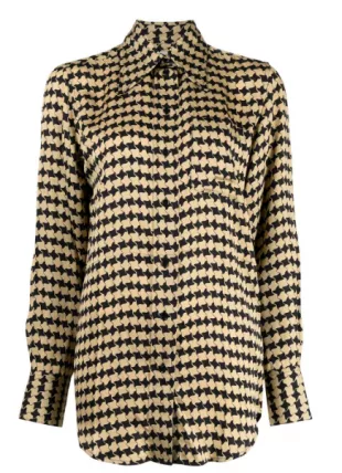 Victoria Beckham - Houndstooth-Print Pointed Collar Shirt