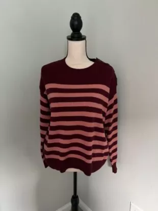 Pull Ann Taylor Loft Rayé Bleu, Taille XS, Col Ras Du Cou, Manches Longues - Neuf Avec étiquettes