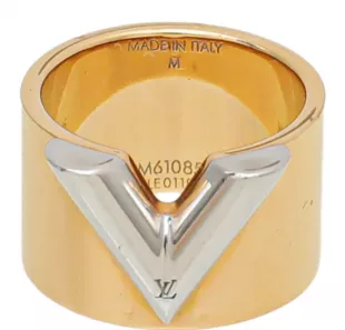 Louis Vuitton Two Tone Essential V Band Ring Size M