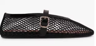 Fishnet Ballerina Strap Flat