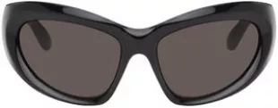 Black Wrap D Frame Sunglasses