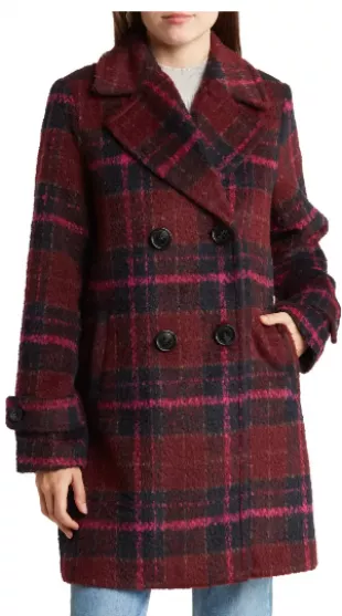 Sam Edelman - Plaid Double Breasted A-Line Coat