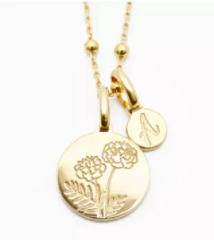 Marigold Initial Necklace - October Flower