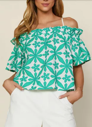 Embroidered Off Shoulder Top