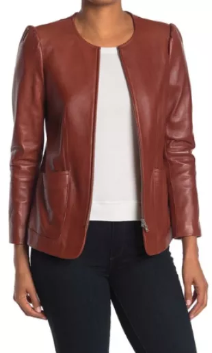 Rebecca taylor ruffle leather on sale jacket