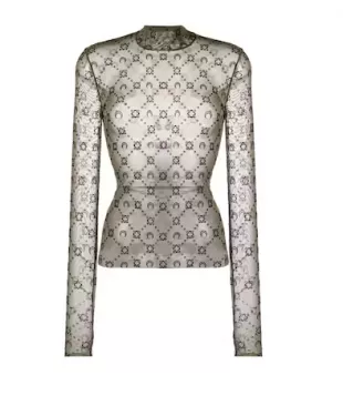 Moonogram Flocked Mesh Top
