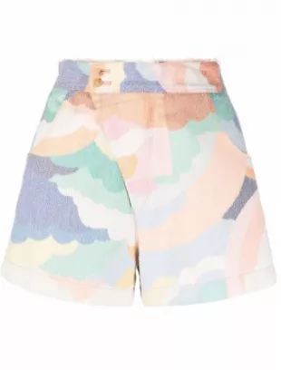 Graphic-print High-waisted Shorts