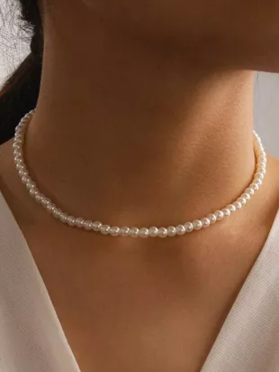 Korean Style Versatile Pearl Necklace Women's Single Layer Necklace